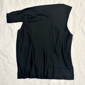 Banana Republic black satin one-shoulder blouse